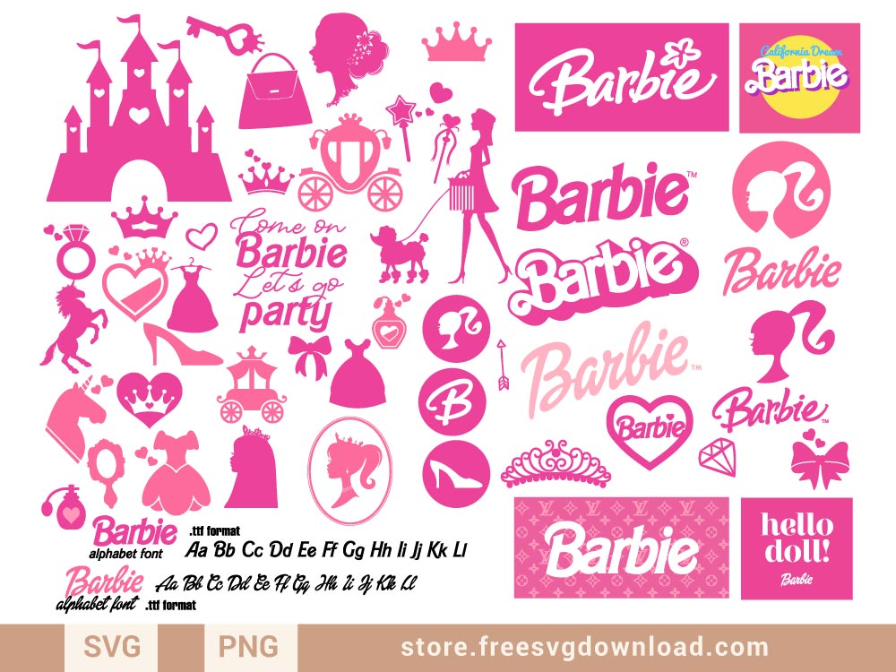 Barbie heart Louis Vuitton SVG, Barbie doll LV logo SVG, Barbie