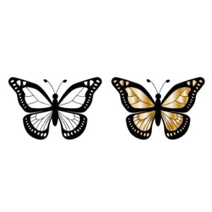 Download premium png of Gold butterflies png sticker, metallic aesthetic  silhouette graphic on transparent backgro…