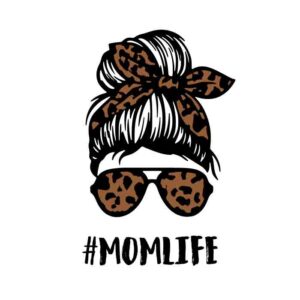 Leopard Messy Bun Mom Free SVG File