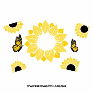 Sunflower Starbucks Wrap 2 free SVG & PNG free downloads. You can use cut files with Silhouette Studio, Cricut for your DIY projects.