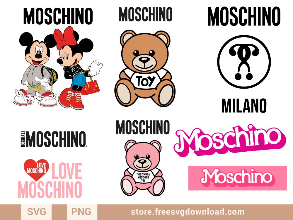 Moschino svg cut files for criuct, moschino logo svg, moschino barbie svg, louis vuitton svg, mickey mouse svg, fashion brand svg