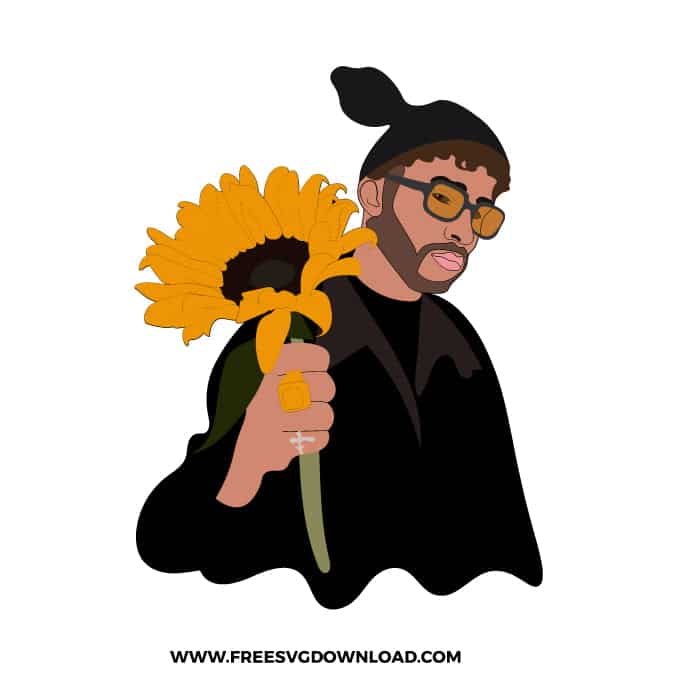 Sunflower Bad Bunny SVG PNG free cut files download
