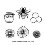 Bee Items SVG PNG free cut files download