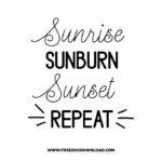 Sunrise Sunburn Sunset Repeat SVG & PNG free summer cut files