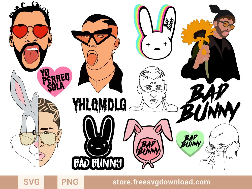 Art & Collectibles Instant download svg Love Bunny Svg 2 Bad Bunny