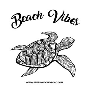 Mandala turtle beach vibes SVG & PNG free summer cut files