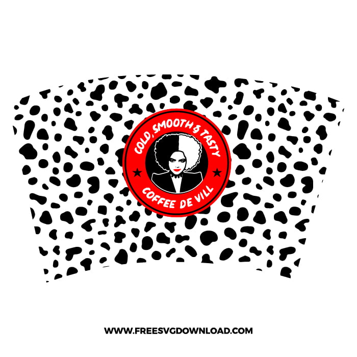Cruella Starbucks Wrap SVG & PNG Free Download, Cruella SVG cut files free download, disney starbucks svg free, dalmatian svg