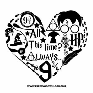 Harry Potter SVG & PNG Free Cut Files, Harry potter birthday svg, harry potter heart svg free cut files download, always svg, gryffindor svg, quotes svg, wizard svg, magic svg, muggle svg, hogwarts svg,