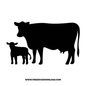 Cow calf SVG & PNG, SVG Free Download, svg files for cricut, separated svg, trending svg, cow bow svg, farmhouse svg, heifer svg, cow print svg, animal svg, calf svg, cow face svg, farm svg, cow silhouette