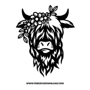 Highland Cow SVG & PNG, SVG Free Download, svg files for cricut, separated svg, trending svg, cow bow svg, farmhouse svg, heifer svg, cow print svg, animal svg, calf svg, cow face svg, farm svg, cow silhouette