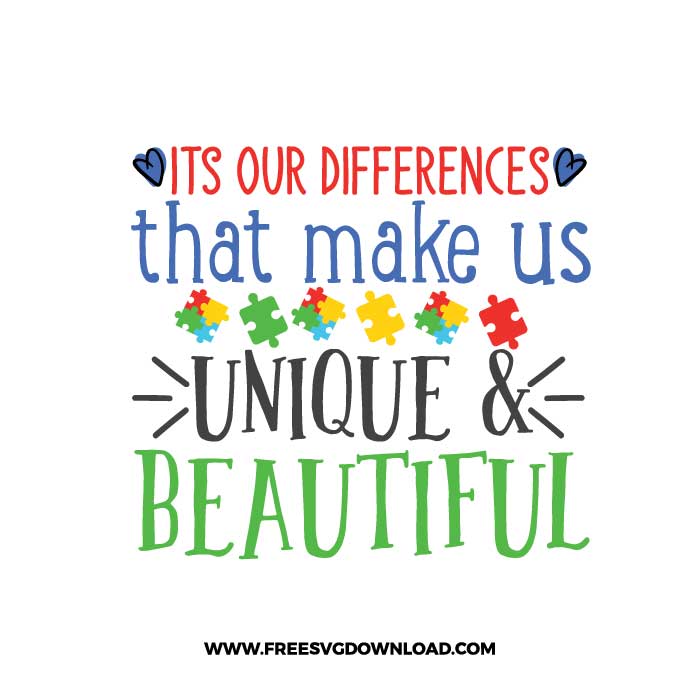 Its our differences SVG & PNG, SVG Free Download, SVG for Cricut Design Silhouette, autism svg, autism awareness svg, autism mom svg, autism puzzle svg, puzzle piece svg, autism heart svg, kids svg, family svg, birthday svg, baby svg