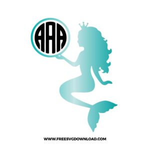 Silhouette Mermaid Monogram SVG Cut File​