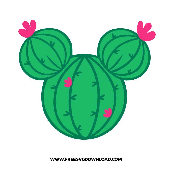 Mickey head cactus SVG & PNG, SVG Free Download, SVG for Cricut Design Silhouette, svg files for cricut, flower svg, summer svg, tropical svg, floral svg, succulent svg, beach svg, plant svg, cactus png, gardening svg, desert svg, boho svg