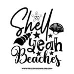 Shell yeah beaches SVG free cut files, free svg files for cricut, flip flops free svg, summer clipart, summer png, beach svg, ocean svg, sun svg