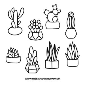 Succulent Bundle SVG & PNG, SVG Free Download, SVG for Cricut Design Silhouette, svg files for cricut, flower svg, summer svg, tropical svg, floral svg, succulent svg, beach svg, plant svg, cactus png, gardening svg, desert svg, boho svg