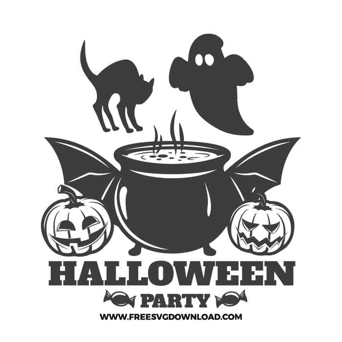 Halloween ghost cat cauldron party SVG & PNG, SVG Free Download,  SVG for Cricut Design Silhouette, svg files for cricut, halloween free svg