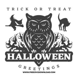 Halloween owl greetings SVG & PNG, SVG Free Download,  SVG for Cricut Design Silhouette, svg files for cricut, halloween free svg