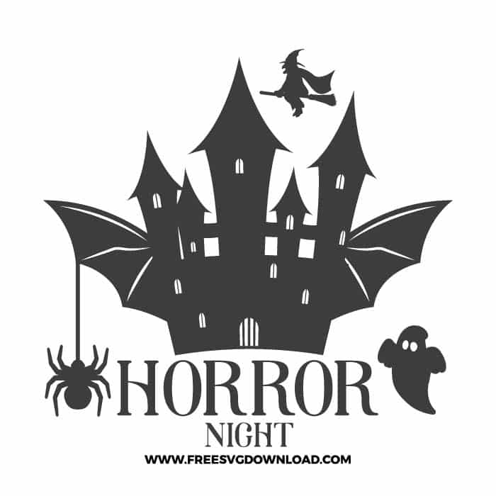 Horror night castle SVG & PNG, SVG Free Download,  SVG for Cricut Design Silhouette, svg files for cricut, halloween free svg
