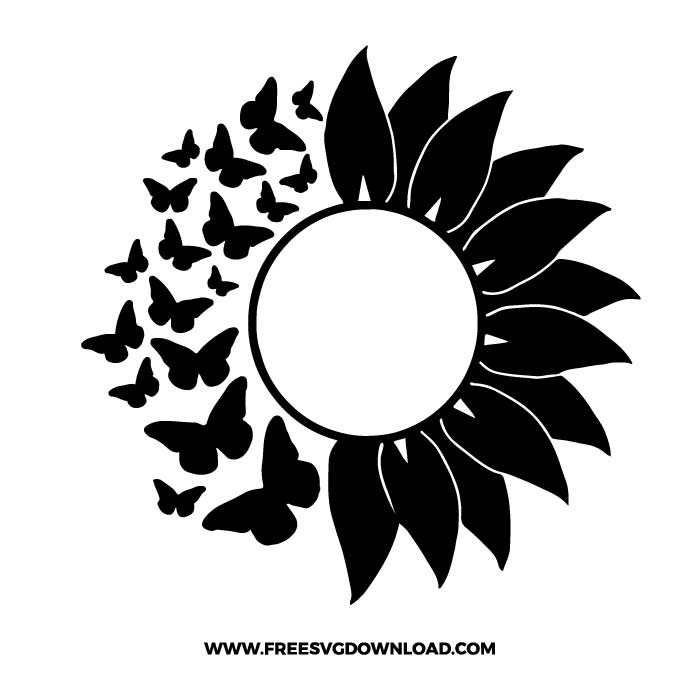 Butterfly sunflower free SVG & PNG cut files | Free SVG Download