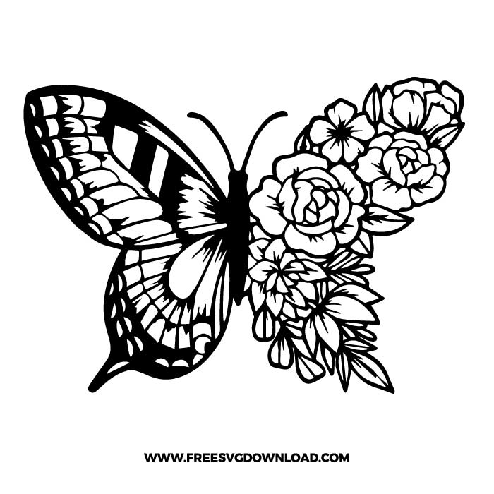 Floral butterfly free SVG & PNG cut files | Free SVG Download