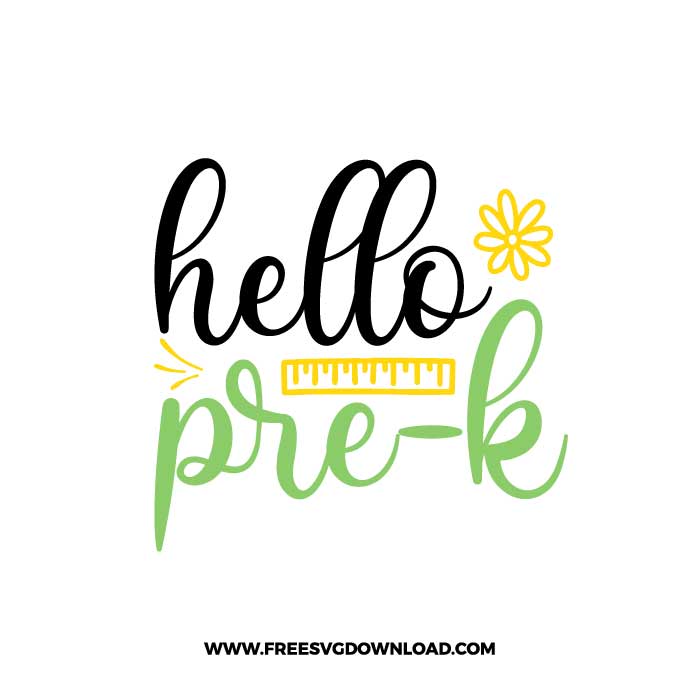 Hello pre-k free SVG & PNG, SVG Free Download,  SVG for Cricut Design Silhouette, teacher svg, school svg, kindergarten svg, pencil svg, first grade svg, second grade svg, back to school svg, school supply svg