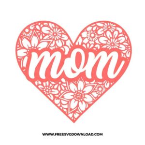 Mom Floral Heart Free SVG File