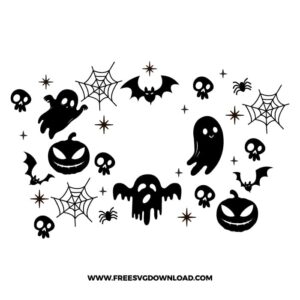 Halloween Starbucks Wrap free SVG & PNG, SVG Free Download, SVG for Cricut Design Silhouette, halloween svg, spooky svg, skull svg