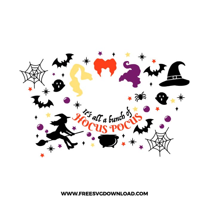 Hocus Pocus Starbucks Wrap free SVG & PNG, SVG Free Download, SVG for Cricut Design Silhouette, halloween svg, it's all a bunch of hocus pocus