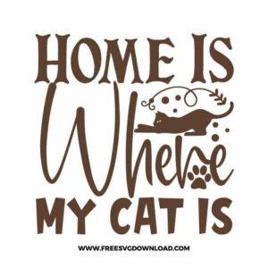 Home Is Where My Cat Is free SVG & PNG free downloads. You can use cut files with Silhouette Studio, Cricut for your DIY projects.
