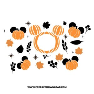 Mickey Pumpkin Starbucks Wrap free SVG & PNG, SVG Free Download, SVG for Cricut Design Silhouette, fall svg, mickey mouse svg, starbucks svg