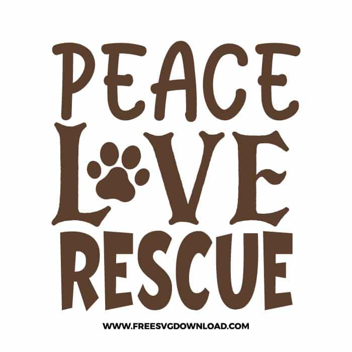 Peace Love Rescue SVG & PNG free downloads. You can use cut files with Silhouette Studio, Cricut for your DIY projects.