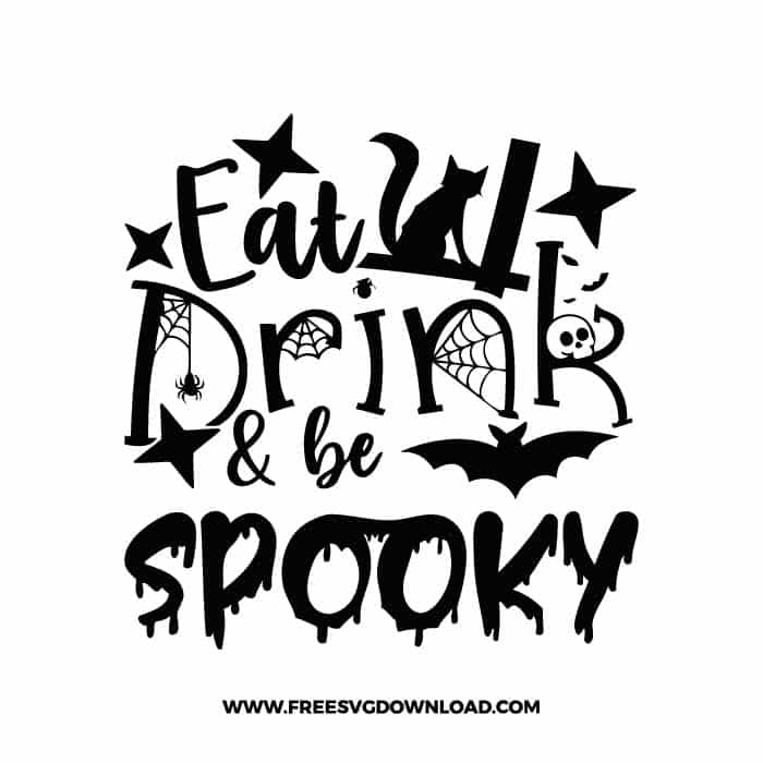 Eat drink and be spooky cat free SVG & PNG, SVG Free Download,  SVG for Cricut Design Silhouette, svg files for cricut, halloween free svg, spooky svg