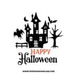 Happy Halloween castle free SVG & PNG, SVG Free Download,  SVG for Cricut Design Silhouette, svg files for cricut, halloween free svg, spooky svg