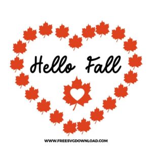 Hello Fall Heart Free SVG File