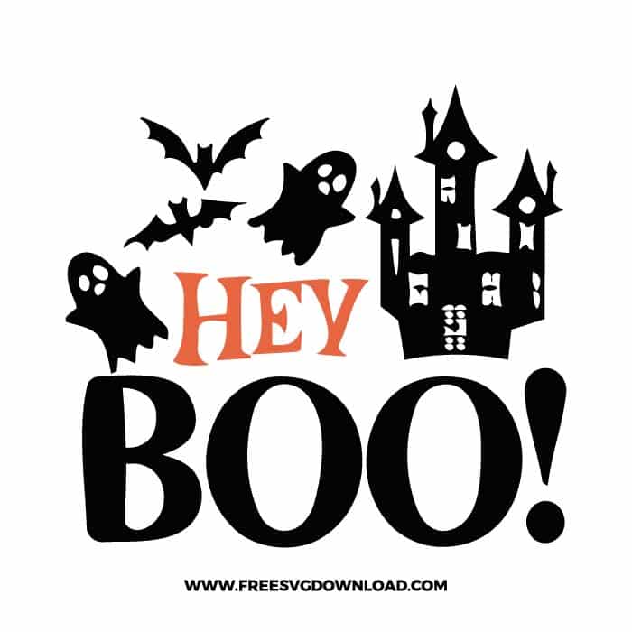 Hey Boo free SVG & PNG, SVG Free Download,  SVG for Cricut Design Silhouette, svg files for cricut, halloween free svg, spooky svg