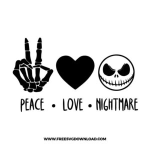 Peace Love Nightmare Before Christmas Free SVG File
