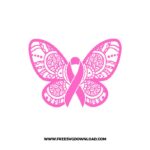 Breast Cancer Butterfly SVG & PNG, SVG Free Download, SVG for Cricut Design Silhouette, svg files for cricut, quotes svg, popular svg, breast cancer svg, warrior svg, caner ribbon svg, pink ribbon svg, heart ribbon svg, hope svg, cure svg, heal cancer svg, fight cancer, faith svg