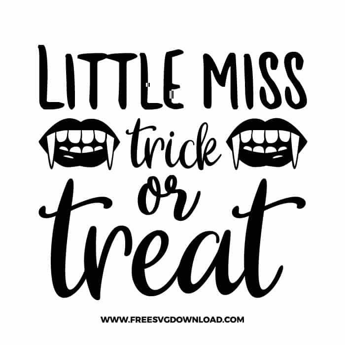 Little miss trick or treat fang free SVG & PNG, SVG Free Download,  SVG for Cricut Design Silhouette, svg files for cricut, halloween free svg, spooky svg