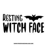 Resting witch face bat free SVG & PNG, SVG Free Download,  SVG for Cricut Design Silhouette, svg files for cricut, halloween free svg, spooky svg