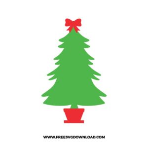 Christmas Tree Red Ribbon Free SVG File