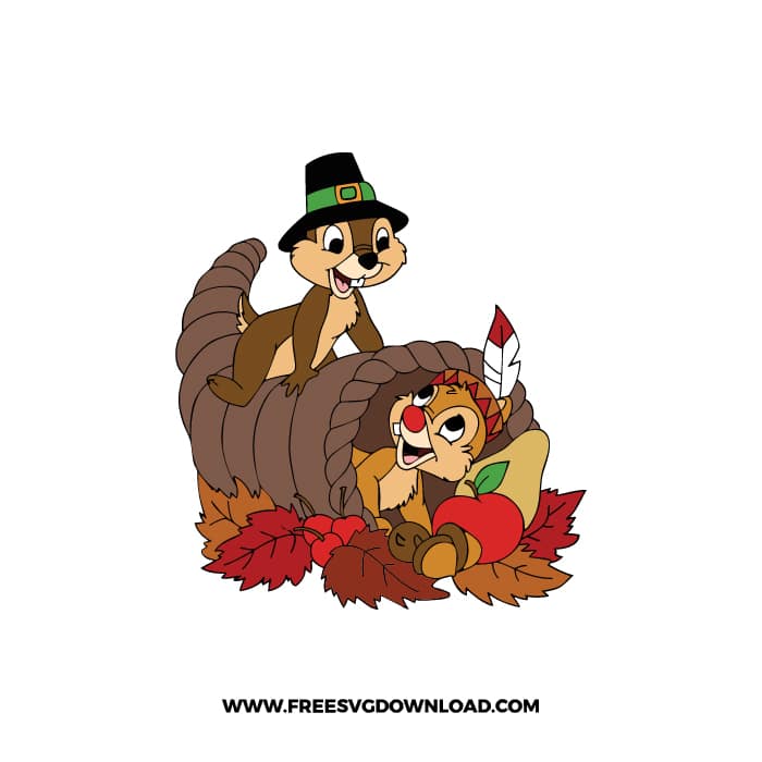Disney Thanksgiving Chip 'n Dale SVG & PNG cut files -