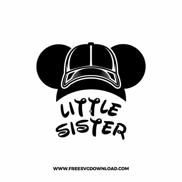 Mickey Family Cap Little Sister SVG & PNG, SVG Free Download, svg files for cricut, svg files for Silhouette, mickey mouse svg, disney svg