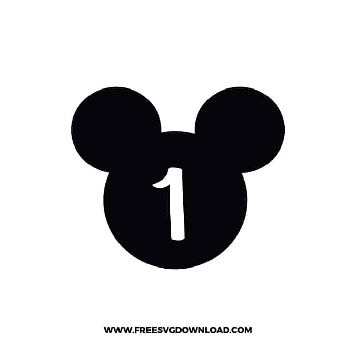 Mickey Head Number 1 SVG & PNG, SVG Free Download, svg files for cricut, svg files for Silhouette, mickey mouse svg, disney svg