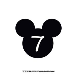 Mickey Head Number 7 SVG & PNG, SVG Free Download, svg files for cricut, svg files for Silhouette, mickey mouse svg, disney svg