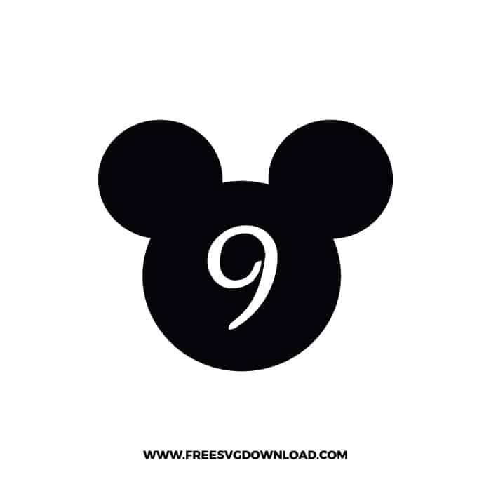 Mickey Head Number 9 SVG & PNG, SVG Free Download, svg files for cricut, svg files for Silhouette, mickey mouse svg, disney svg