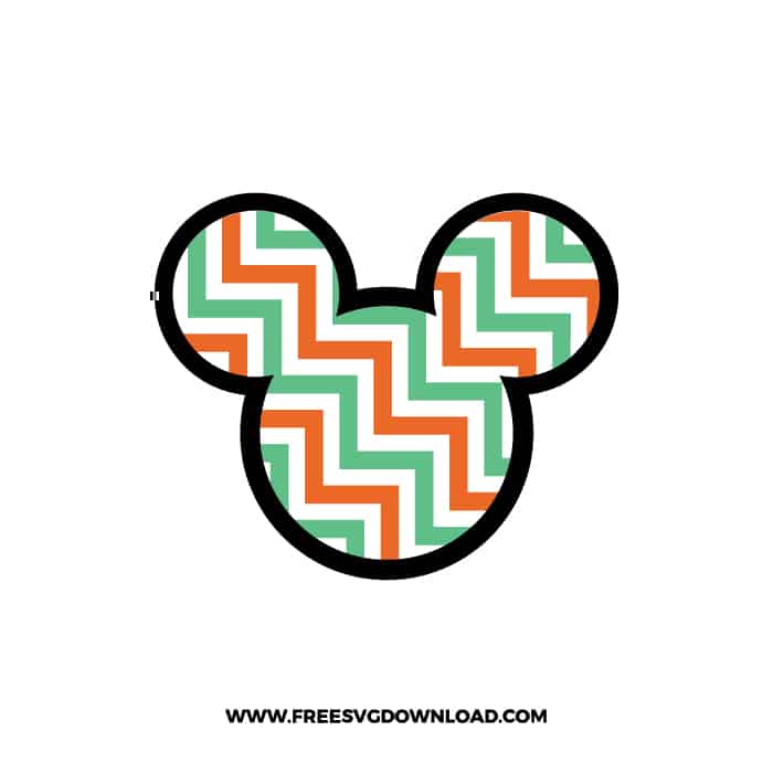 Mickey Head Zigzag Green Orange SVG & PNG, SVG Free Download, svg files for cricut, svg files for Silhouette, mickey mouse svg, disney svg