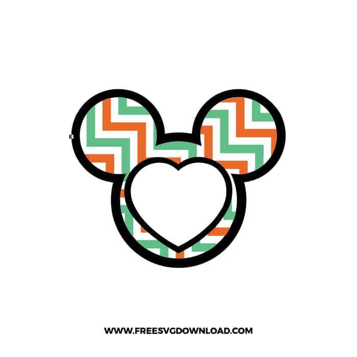 Mickey Monogram Zigzag Green Orange Heart SVG & PNG, SVG Free Download, svg files for cricut, svg files for Silhouette, mouse svg, disney svg