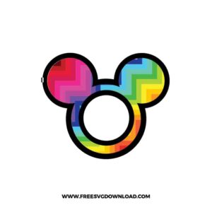 Mickey Monogram Zigzag Rainbow Heart SVG & PNG, SVG Free Download, svg files for cricut, svg files for Silhouette, mouse svg, disney svg