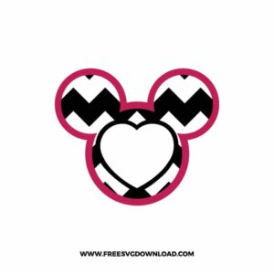 Mickey Monogram Zigzag Heart Black SVG & PNG, SVG Free Download, svg files for cricut, svg files for Silhouette,Mickey mouse svg, disney svg