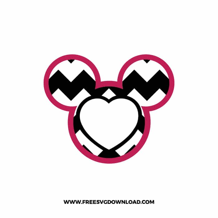 Mickey Monogram Zigzag Heart Black SVG & PNG, SVG Free Download, svg files for cricut, svg files for Silhouette,Mickey mouse svg, disney svg